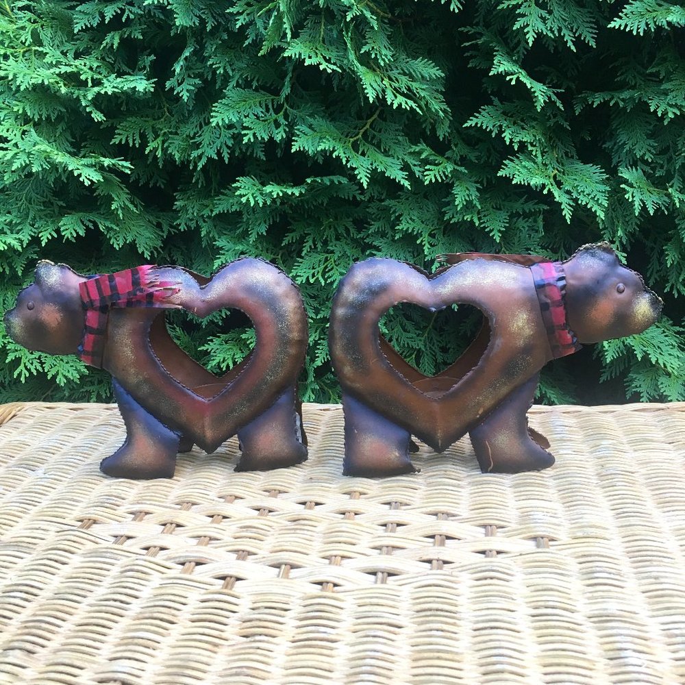 Cute Metal Bear Candle Holders, set of 2